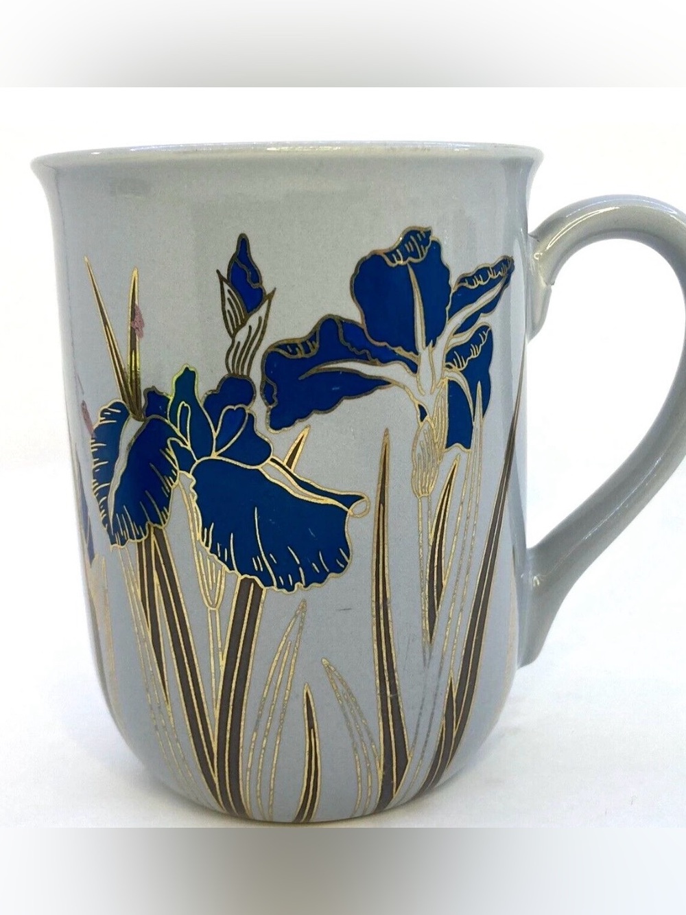 Otagiri Japan Royal Iris coffee/tea cup blue & metallic gold accents